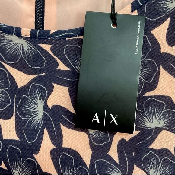 Armani Exchange Floral Dress Pink & Navy Short Sleeve Sheath Sz 4 NWT - Picture 7 of 9